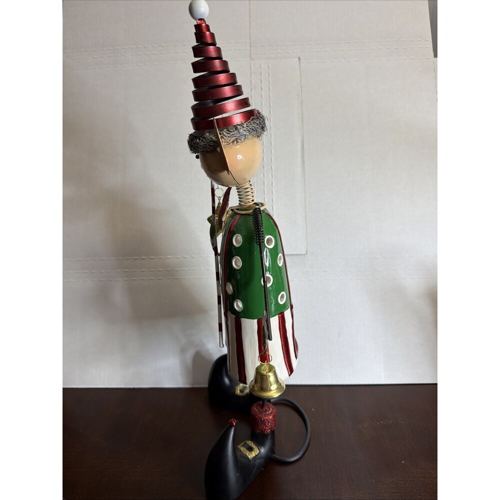Pier 1 Imports Christmas Elf Tea Light Holder ceramic & Tin Bobblehead RARE 18” - Picture 2 of 5